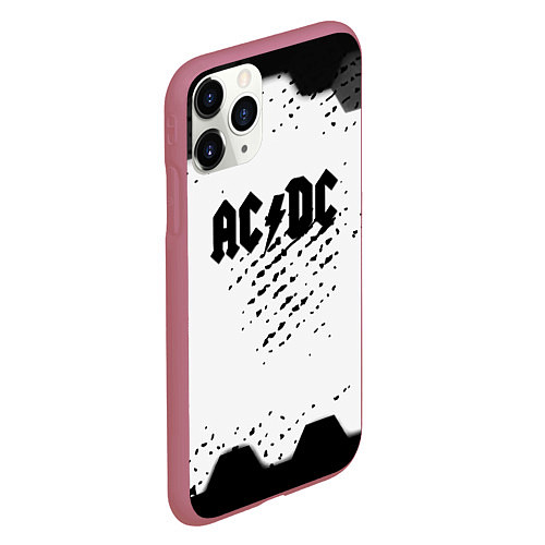 Чехол iPhone 11 Pro матовый AC DC текстура рок / 3D-Малиновый – фото 2