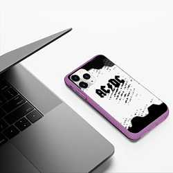 Чехол iPhone 11 Pro матовый AC DC текстура рок, цвет: 3D-фиолетовый — фото 2