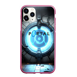 Чехол iPhone 11 Pro матовый Portal logo game, цвет: 3D-малиновый