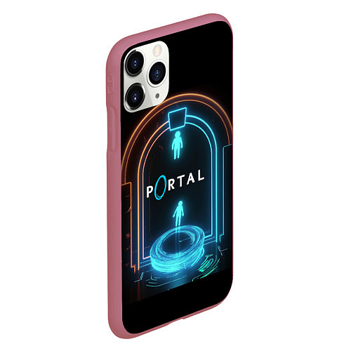 Чехол iPhone 11 Pro матовый Portal neon style logo / 3D-Малиновый – фото 2