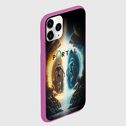 Чехол iPhone 11 Pro матовый Люди в портале / 3D-Фиолетовый – фото 2