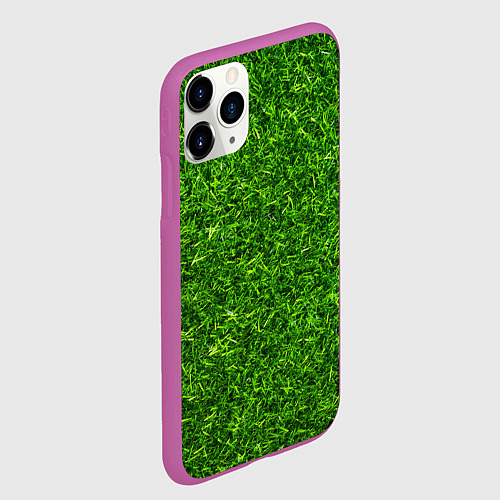 Чехол iPhone 11 Pro матовый Текстура газона / 3D-Фиолетовый – фото 2