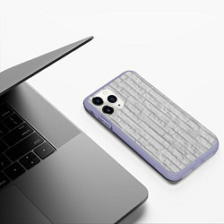 Чехол iPhone 11 Pro матовый Текстура серого камня, цвет: 3D-светло-сиреневый — фото 2