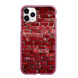 Чехол iPhone 11 Pro матовый Текстура красного кирпича, цвет: 3D-малиновый