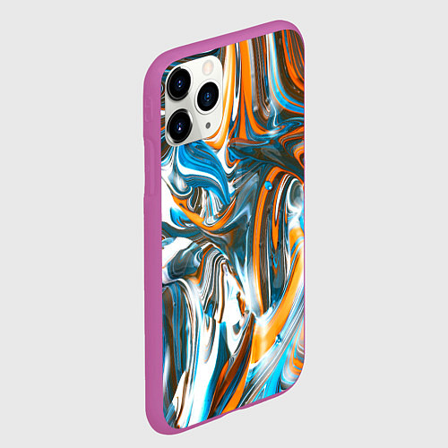 Чехол iPhone 11 Pro матовый Иллюзия смешанных абстрактных красок / 3D-Фиолетовый – фото 2