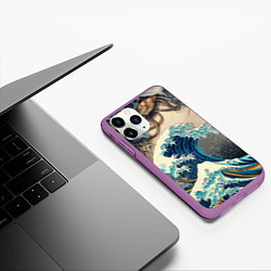 Чехол iPhone 11 Pro матовый Collage of all sorts of things and a wave, цвет: 3D-фиолетовый — фото 2