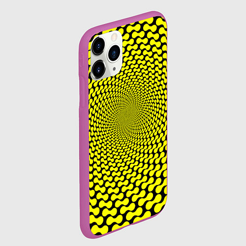 Чехол iPhone 11 Pro матовый Ядовитая геометрическая иллюзия / 3D-Фиолетовый – фото 2