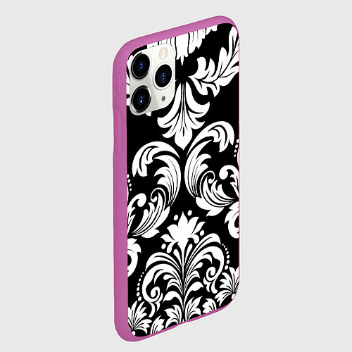 Чехол iPhone 11 Pro матовый Дамасский орнамент / 3D-Фиолетовый – фото 2