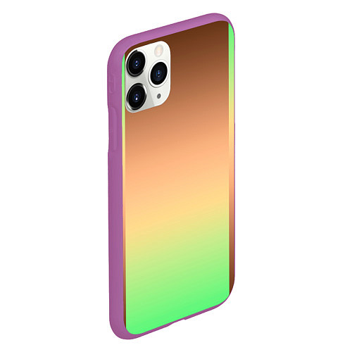 Чехол iPhone 11 Pro матовый Фисташковый комбинированный градиент / 3D-Фиолетовый – фото 2