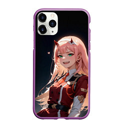 Чехол iPhone 11 Pro матовый Милый во франксе - zero two, цвет: 3D-фиолетовый