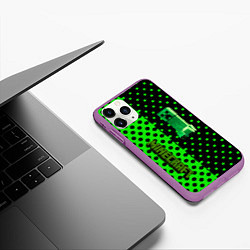 Чехол iPhone 11 Pro матовый Minecraft creeper pattern, цвет: 3D-фиолетовый — фото 2