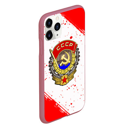 Чехол iPhone 11 Pro матовый СССР краски спорт / 3D-Малиновый – фото 2