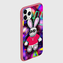 Чехол iPhone 11 Pro матовый Кролик в футболке, цвет: 3D-малиновый — фото 2