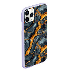 Чехол iPhone 11 Pro матовый Золотой мрамор, цвет: 3D-светло-сиреневый — фото 2