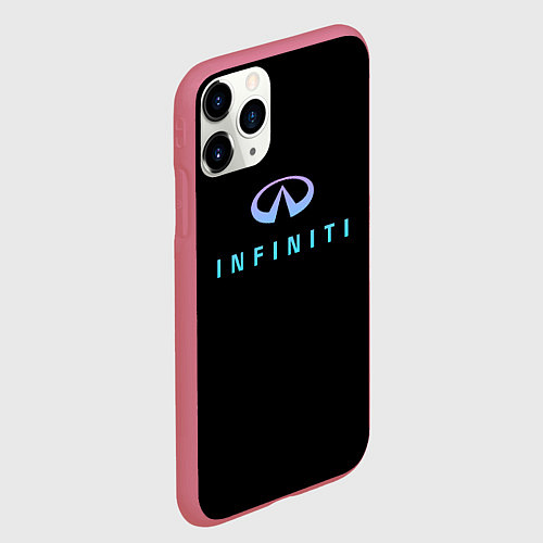 Чехол iPhone 11 Pro матовый Infiniti logo neon / 3D-Малиновый – фото 2