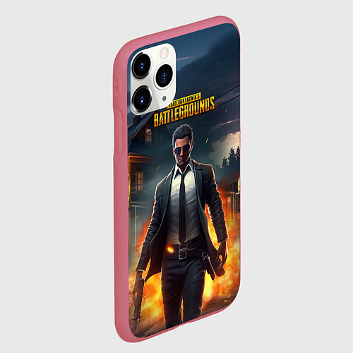 Чехол iPhone 11 Pro матовый PUBG персонаж после взрыва / 3D-Малиновый – фото 2