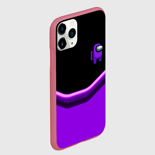 Чехол iPhone 11 Pro матовый Among us neon geometry / 3D-Малиновый – фото 2