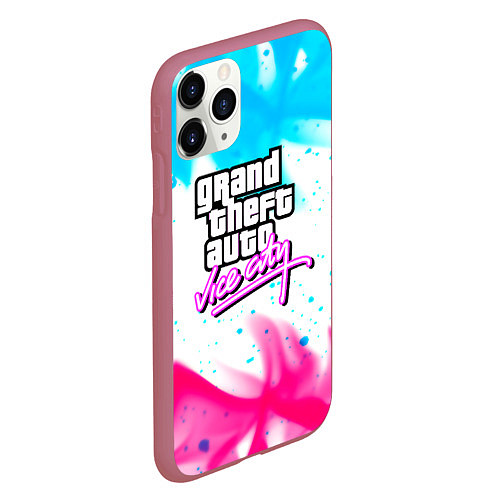 Чехол iPhone 11 Pro матовый GTA neon flame / 3D-Малиновый – фото 2