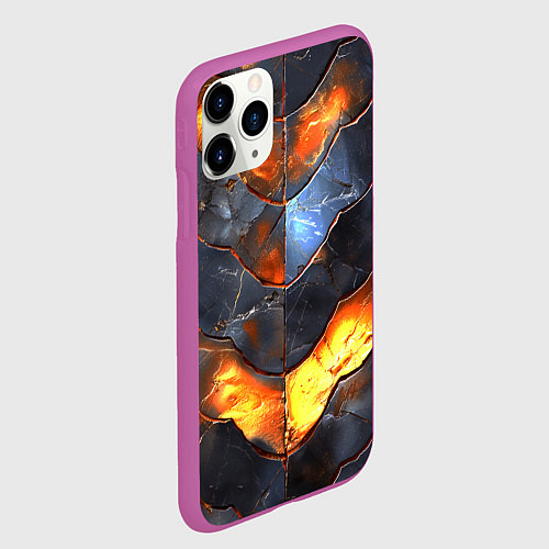 Чехол iPhone 11 Pro матовый Горящая чешуя / 3D-Фиолетовый – фото 2