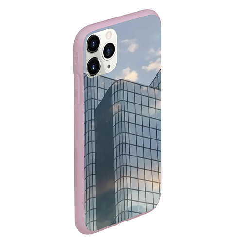 Чехол iPhone 11 Pro матовый Городское небо и зеркальная многоэтажка / 3D-Розовый – фото 2