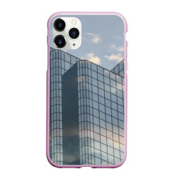 Чехол iPhone 11 Pro матовый Городское небо и зеркальная многоэтажка, цвет: 3D-розовый