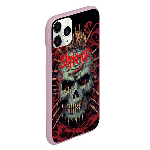 Чехол iPhone 11 Pro матовый Slipknot череп зомби / 3D-Розовый – фото 2