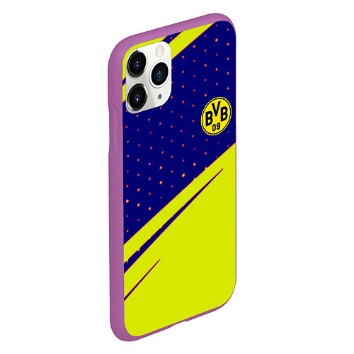 Чехол iPhone 11 Pro матовый Borussia logo geometry / 3D-Фиолетовый – фото 2