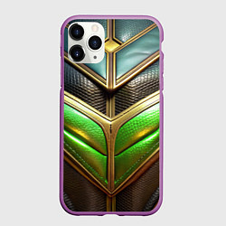 Чехол iPhone 11 Pro матовый Футуристичная объемная текстура из кожи, цвет: 3D-фиолетовый