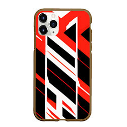 Чехол iPhone 11 Pro матовый Black and red stripes on a white background, цвет: 3D-коричневый