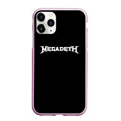 Чехол iPhone 11 Pro матовый Megadeth logo white, цвет: 3D-розовый