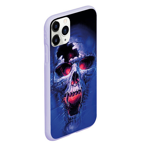 Чехол iPhone 11 Pro матовый Череп разъяренный кричащий - blue skull / 3D-Светло-сиреневый – фото 2