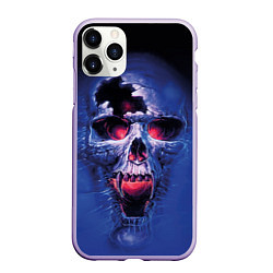 Чехол iPhone 11 Pro матовый Череп разъяренный кричащий - blue skull, цвет: 3D-светло-сиреневый