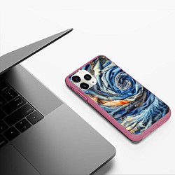 Чехол iPhone 11 Pro матовый Джинсовая воронка - модный тренд, цвет: 3D-малиновый — фото 2