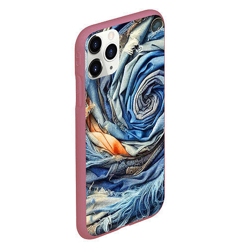 Чехол iPhone 11 Pro матовый Джинсовая воронка - модный тренд / 3D-Малиновый – фото 2