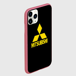 Чехол iPhone 11 Pro матовый Mitsubishi logo yelow, цвет: 3D-малиновый — фото 2