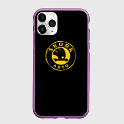 Чехол iPhone 11 Pro матовый Skoda yellow, цвет: 3D-фиолетовый