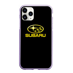 Чехол iPhone 11 Pro матовый Subaru logo yellow, цвет: 3D-светло-сиреневый