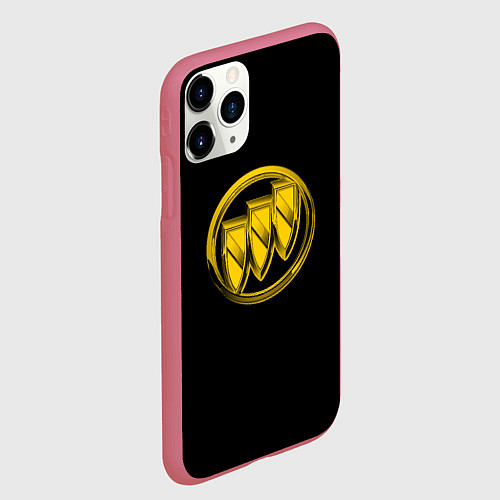 Чехол iPhone 11 Pro матовый Buick logo yellow / 3D-Малиновый – фото 2