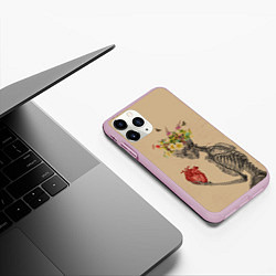 Чехол iPhone 11 Pro матовый Bone and heart, цвет: 3D-розовый — фото 2