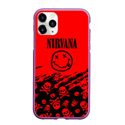 Чехол iPhone 11 Pro матовый Nirvana rock skull, цвет: 3D-фиолетовый