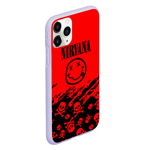 Чехол iPhone 11 Pro матовый Nirvana rock skull / 3D-Светло-сиреневый – фото 2