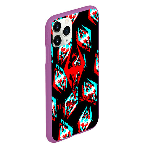 Чехол iPhone 11 Pro матовый The elder scrolls glitch / 3D-Фиолетовый – фото 2