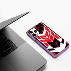 Чехол iPhone 11 Pro матовый Red and white lines on a black background, цвет: 3D-фиолетовый — фото 2