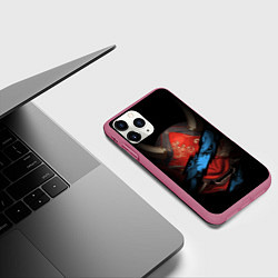Чехол iPhone 11 Pro матовый Маска демона - Хання, цвет: 3D-малиновый — фото 2