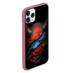 Чехол iPhone 11 Pro матовый Маска демона - Хання, цвет: 3D-малиновый — фото 2