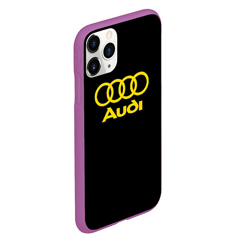 Чехол iPhone 11 Pro матовый Audi logo yellow / 3D-Фиолетовый – фото 2