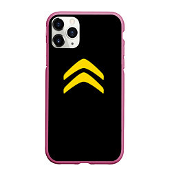 Чехол iPhone 11 Pro матовый Citroen logo yellow, цвет: 3D-малиновый