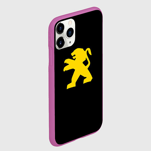Чехол iPhone 11 Pro матовый Peugeot logo yellow / 3D-Фиолетовый – фото 2