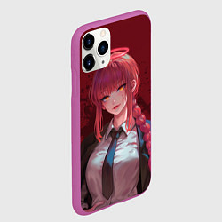 Чехол iPhone 11 Pro матовый Макима аниме человек бензопила, цвет: 3D-фиолетовый — фото 2