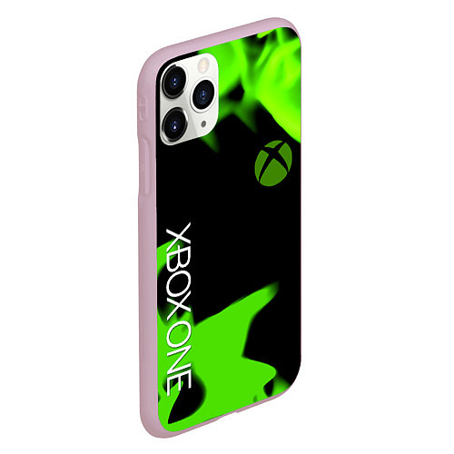 Чехол iPhone 11 Pro матовый Xbox one green flame / 3D-Розовый – фото 2